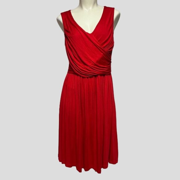 Anthropology Girls From Savoy Red Pleated Flared Dress - Picture 1 of 11